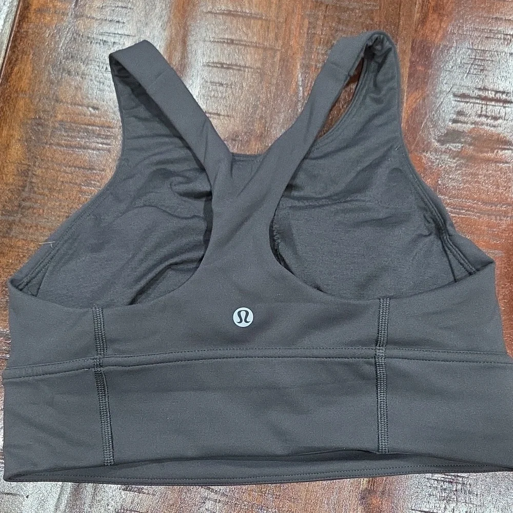 Lululemon Peloton Dark Gray Sports Bra with Yellow Logo